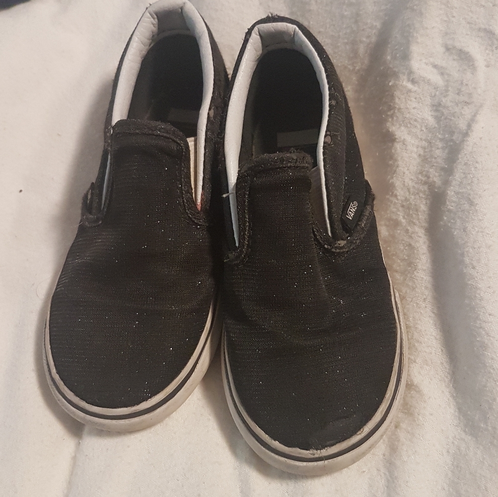 Vans black sparkle shoes toddler size 9